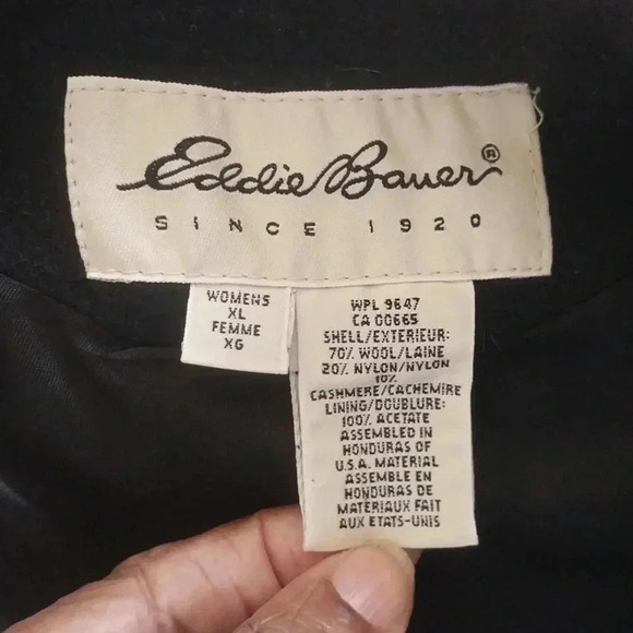 Eddie Bauer Black Cashmere/Wool Coat. Size - Picture 7 of 8